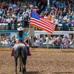 Rodeo horse and US flag